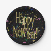Happy New Year Confetti New Years Papieren Bordje (Voorkant)