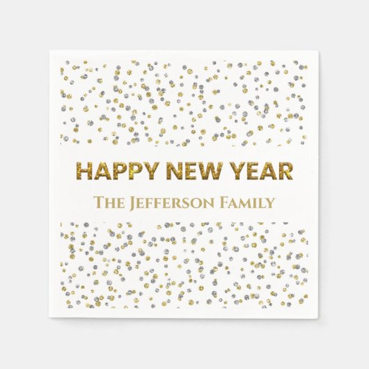 Happy New Year Confetti Paper Napkin Servet (Voorkant)