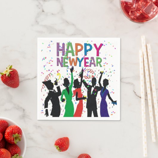 Happy New Year Confetti Party Napkins Servetten (Insitu)
