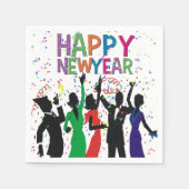 Happy New Year Confetti Party Napkins Servetten (Voorkant)