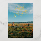 Happy New Year Confetti Photo Folie Feestdagenkaart (Voorkant)