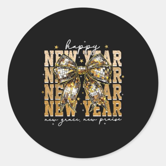 Happy New Year Coquette Bow New Year New Grace New Ronde Sticker (Voorkant)