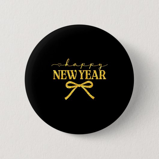 Happy New Year Coquette Bow New Year Party Family  Ronde Button 5,7 Cm (Voorkant)