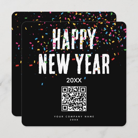 Happy New Year Corporate Business QR Code Holiday (Voorkant / Achterkant)