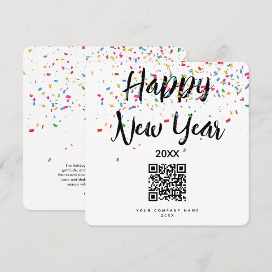 Happy New Year Corporate Business QR Code Holiday (Voorkant / Achterkant)