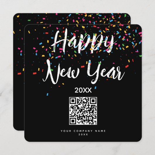 Happy New Year Corporate Business QR Code Holiday (Voorkant / Achterkant)