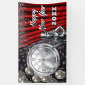 Happy New Year Countdown Silver and Red Spandoek (Verticaal)