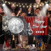 Happy New Year Countdown Silver and Red Spandoek
