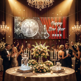 Happy New Year Countdown Silver and Red Spandoek