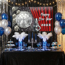 Happy New Year Countdown Silver and Red Spandoek