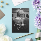 Happy new year couple photo name year black white acryl uitnodigingen (Insitu (Huwelijk))