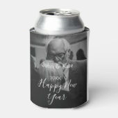 Happy new year couple photo name year black white blikjeskoeler (Blikje Voorkant)