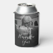 Happy new year couple photo name year black white blikjeskoeler (Blikje Achterkant)