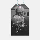 Happy new year couple photo name year black white  cadeaulabel (Voorkant)
