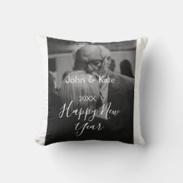 Happy new year couple photo name year black white  kussen