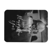 Happy new year couple photo name year black white  magneet (Horizontaal)