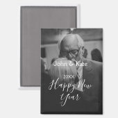 Happy new year couple photo name year black white  magneet (Voorkant / Achterkant)