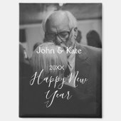 Happy new year couple photo name year black white  magneet (Voorkant)