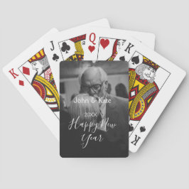Happy new year couple photo name year black white  pokerkaarten