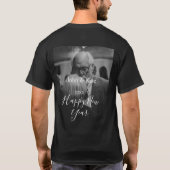 Happy new year couple photo name year black white  t-shirt (Achterkant)