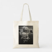 Happy new year couple photo name year black white  tote bag (Achterkant)