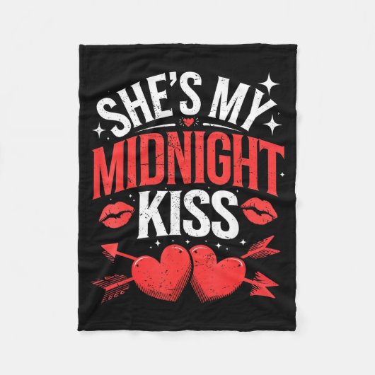 Happy New Year Couples She's My Midnight Kiss Vale Fleece Deken (Voorkant)
