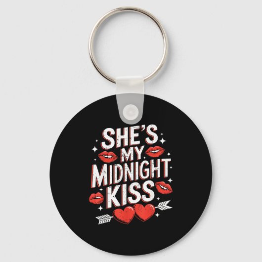 Happy New Year Couples She's My Midnight Kiss Vale Sleutelhanger (Voorkant)