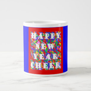 Happy New Year Cpure, heldere kleuren voor seizoen Grote Koffiekop