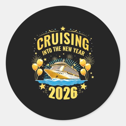 Happy New Year Cruise 2026 Party Trip Cruising Int Ronde Sticker (Voorkant)