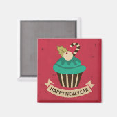 Happy New Year Cupcake Magnet (Voorkant / Achterkant)
