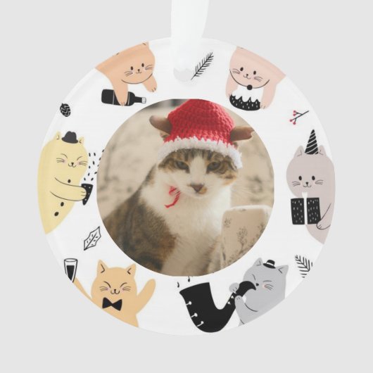 Happy New Year Custom Cat Photo Ornament (voorkant)