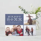 Happy New Year Custom Family-fotosjabloon Feestdagenkaart (Staand voorkant)