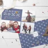 Happy New Year Custom Family-fotosjabloon Feestdagenkaart