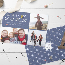 Happy New Year Custom Family-fotosjabloon Feestdagenkaart