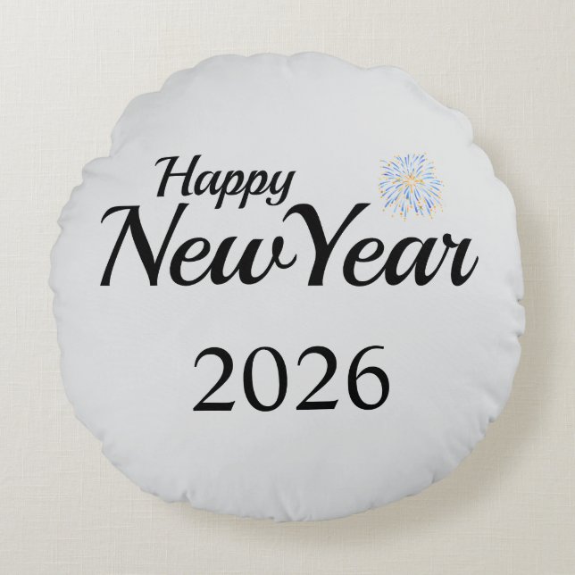 Happy New Year Custom Present Rond Kussen (Voorkant)
