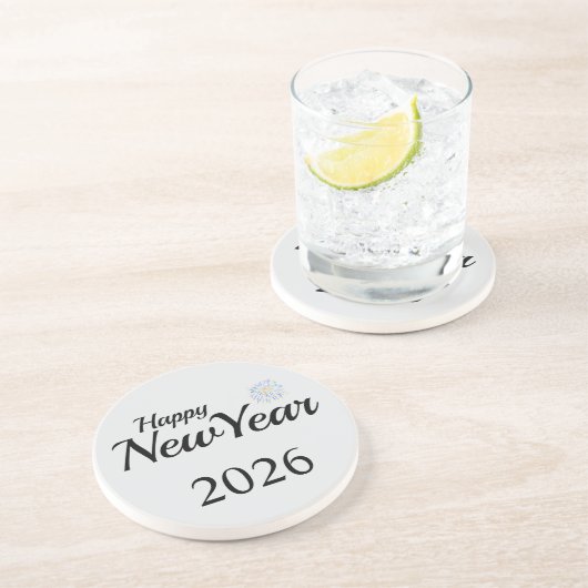 Happy New Year Custom Present Zandsteen Onderzetter (Zijkant)