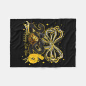 Happy New Year Cute Gold Disco Ball Bow New Year's Fleece Deken (Voorkant (Horizontaal))