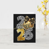 Happy New Year Cute Gold Disco Ball Bow New Year's Kaart (Gele Bloem)