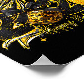 Happy New Year Cute Gold Disco Ball Bow New Year's Poster (Hoek)