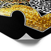 Happy New Year Cute Gold Disco Ball Bow New Year's Poster (Hoek)