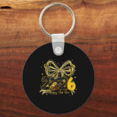 Happy New Year Cute Gold Disco Ball Bow New Year's Sleutelhanger (Voorkant)