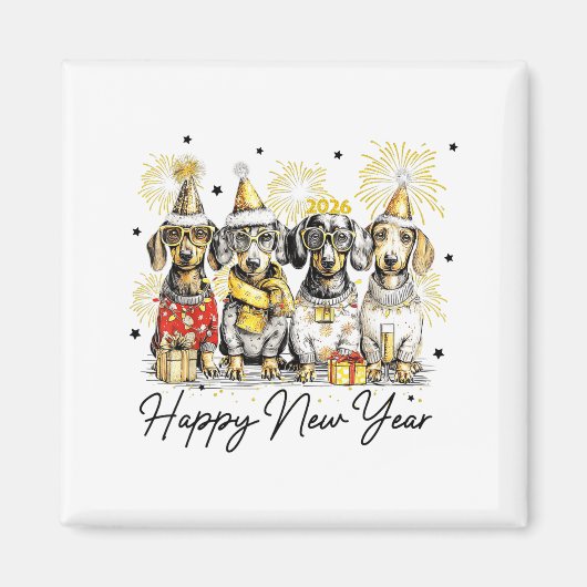 Happy New Year Dachshund Dog Lover 2026 New Year H Magneet (Voorkant)