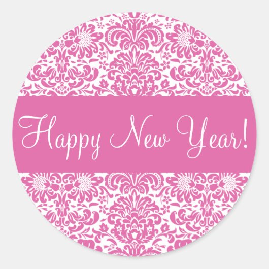 Happy New Year Damask Envelope Sticker Seal (Voorkant)