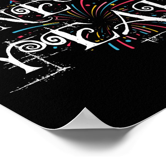 Happy New Year Day Eve Party Fireworks Confetti Poster (Hoek)