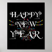 Happy New Year Day Eve Party Fireworks Confetti Poster (Voorkant)