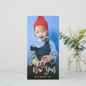 Happy New Year de Foto van de Calligrafie van het Feestdagenkaart (Staand voorkant)