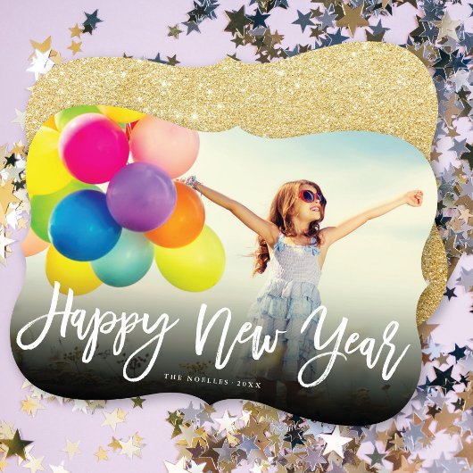 Happy New Year de Foto van de Calligrafie van het  Feestdagenkaart