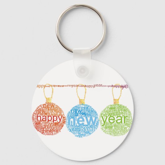 Happy New Year Decorations Sleutelhanger (Voorkant)