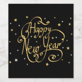 Happy New Year, decorative design, Wijn Etiket (Enkel label)