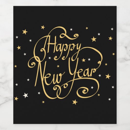 Happy New Year, decorative design, Wijn Etiket (Enkel label)